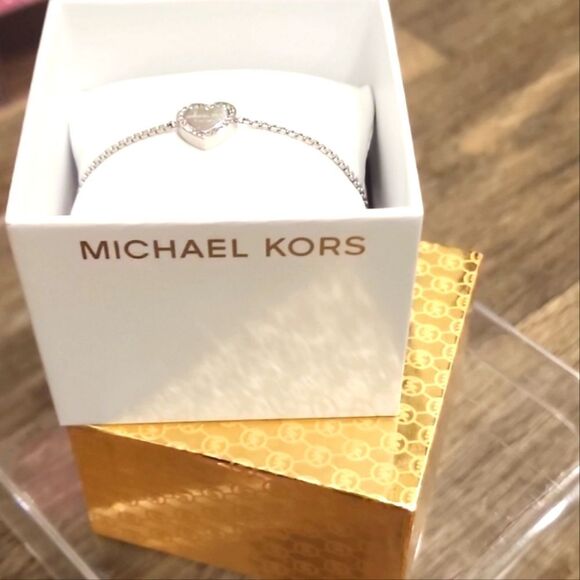 Michael Kors Stainless Steel Silver- Tone Slider Bracelet w/Crystal Accents - Picture 10 of 12